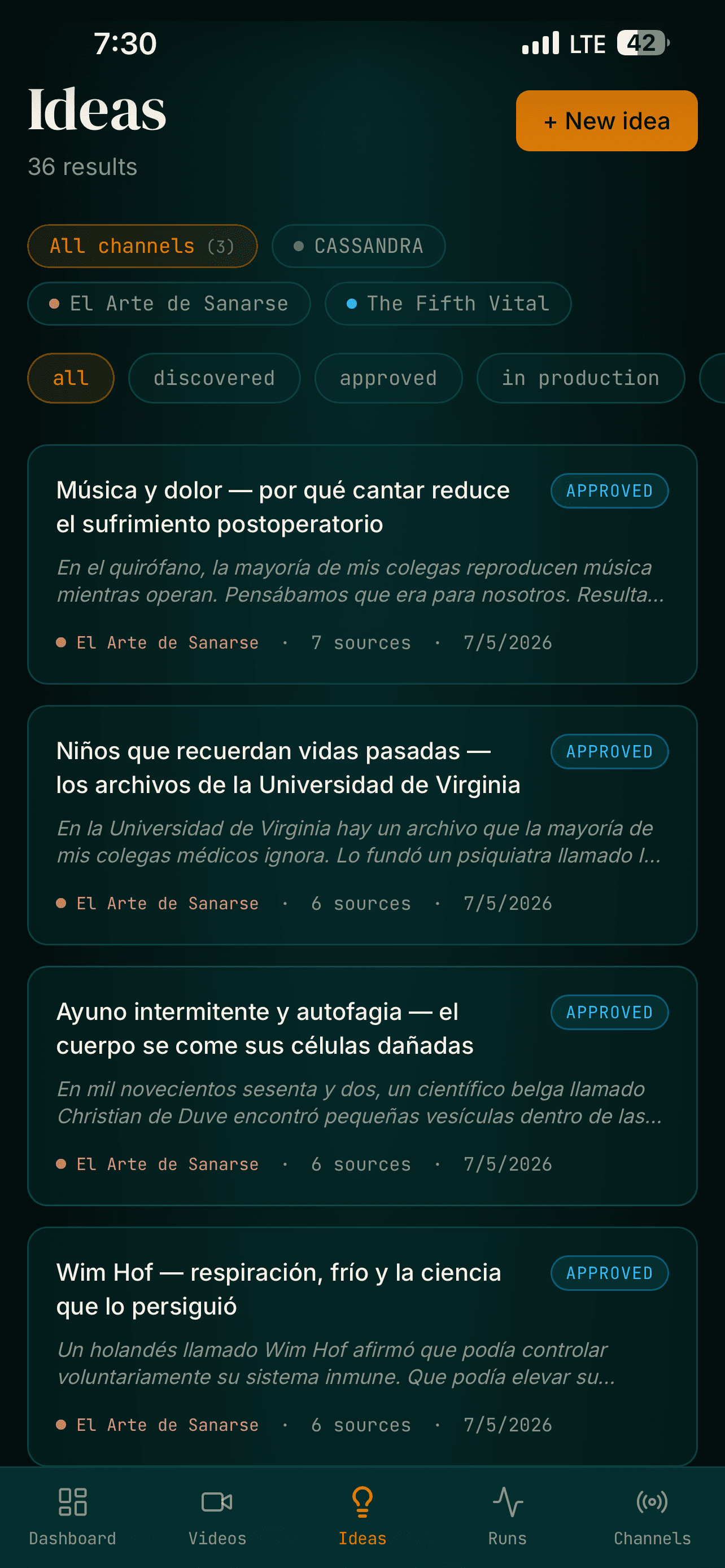 YouTube Engine — pantalla 2
